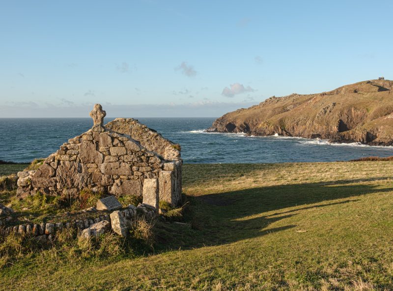 Late sunlight over the coastline and sea from St Helen's Oratory at Cape Cornwall 30_09_24-3 v2